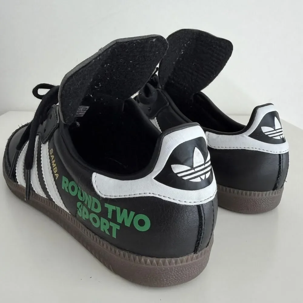 Adidas Samba Round Two Sneaker Mens 7.5 Black Leather Sport Sean Wotherspoon